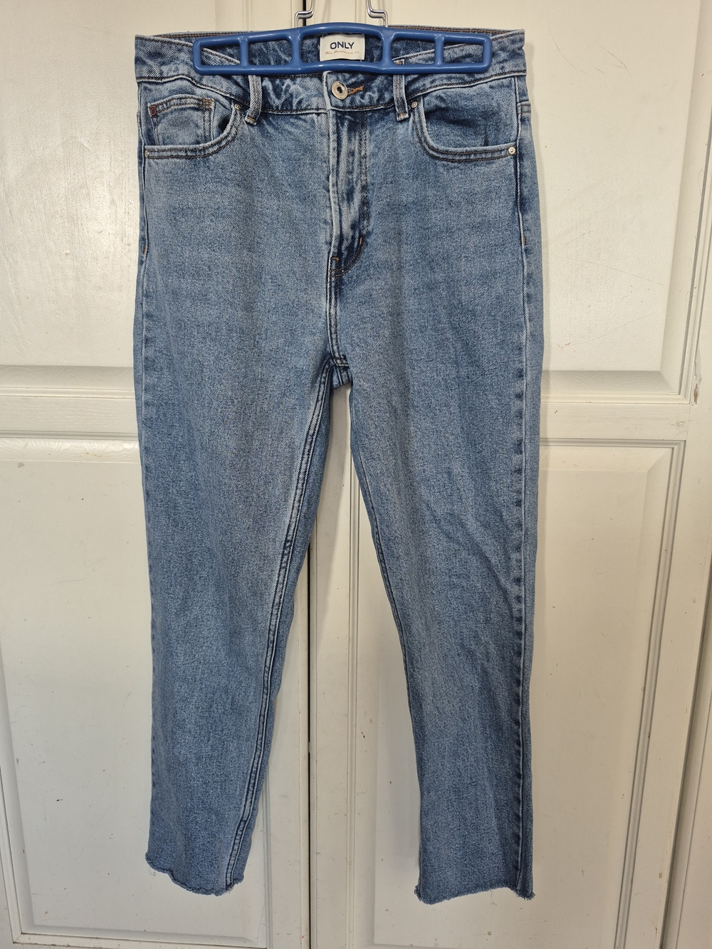 ONLY Light Blue High-Waist Cropped Straight Jeans